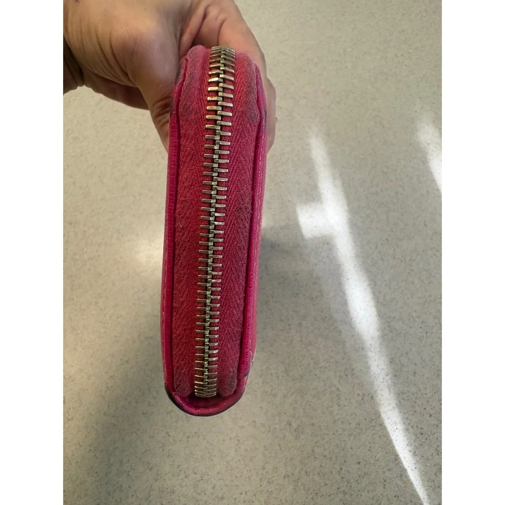 Dooney‎ & Bourke Hot Pink Saffiano Zip Around Wallet Leather Continental Wallet